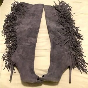 Navy Thigh High Winter Boots